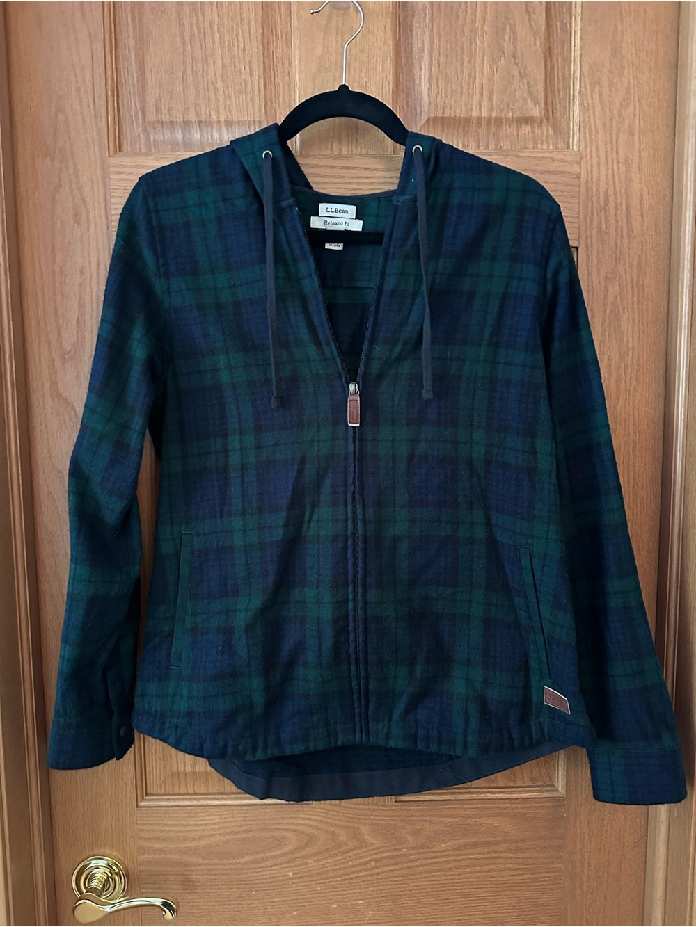 L.L. Bean Women's Scotch Plaid Flannel Zip Hoodie Jacket